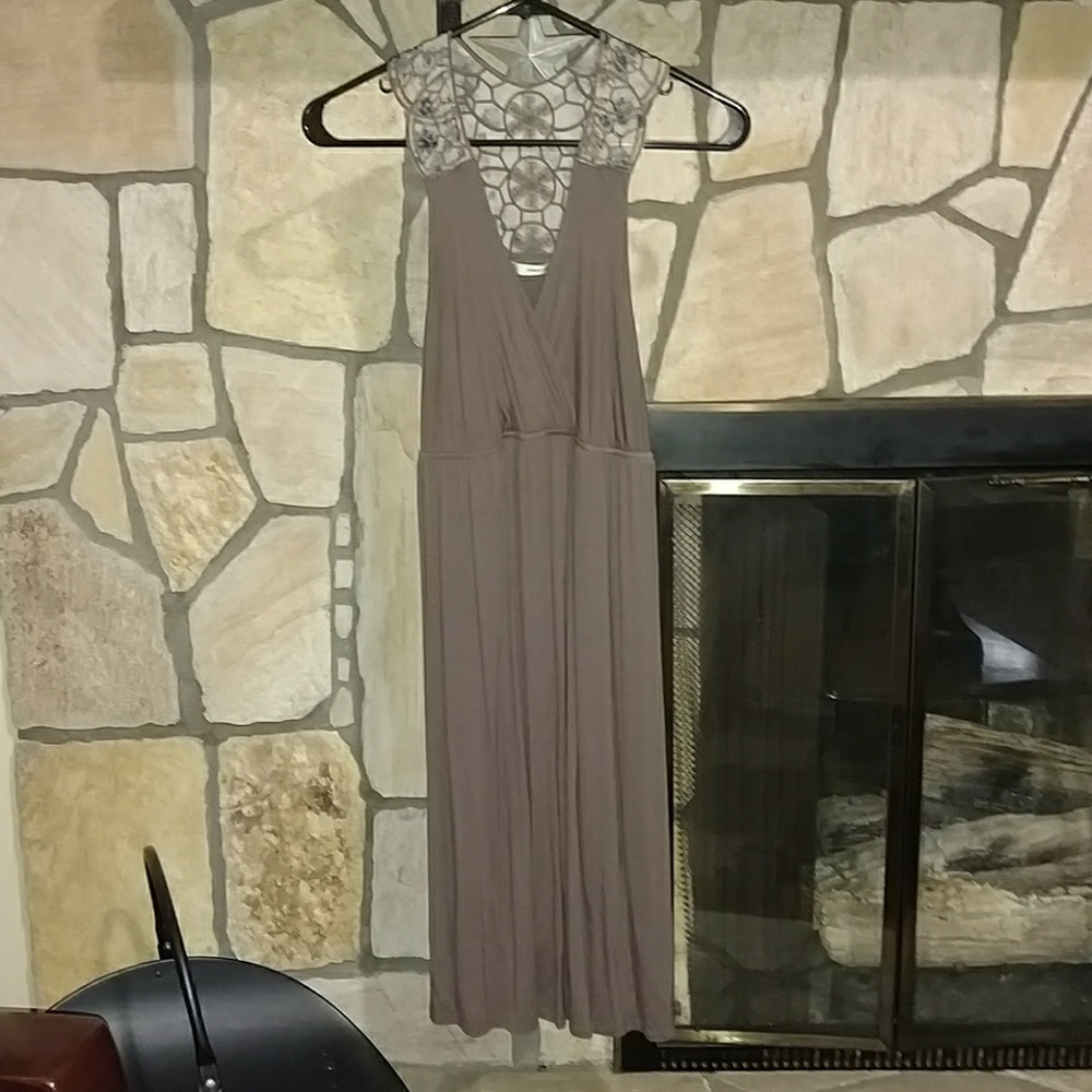 Brown with stainglass back dress